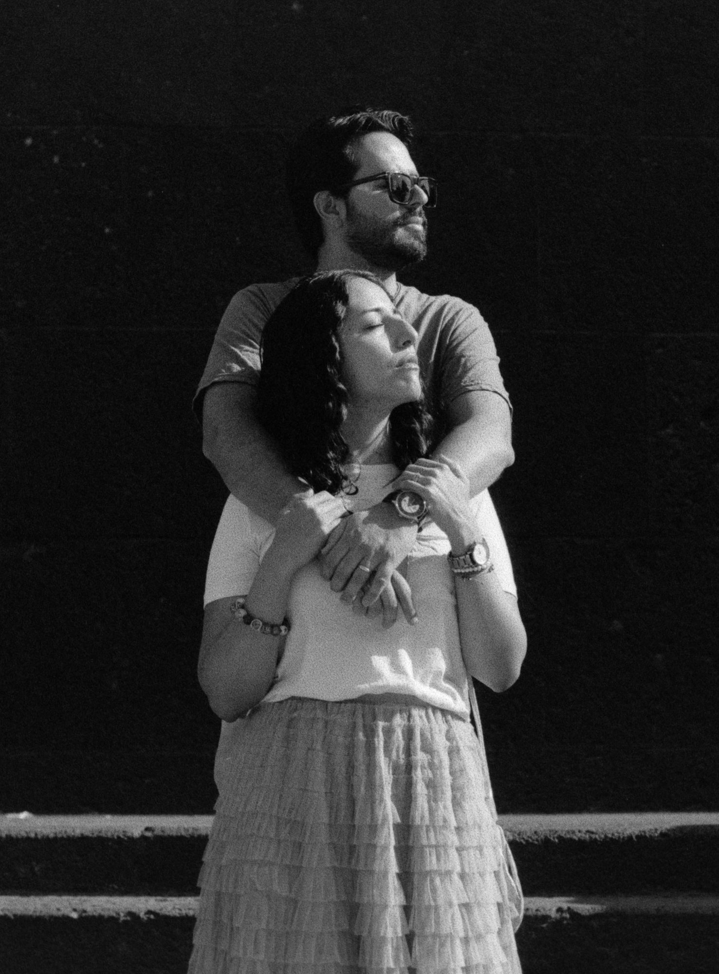 Luis and Emelia of Inquadratura, shot on black and white film
